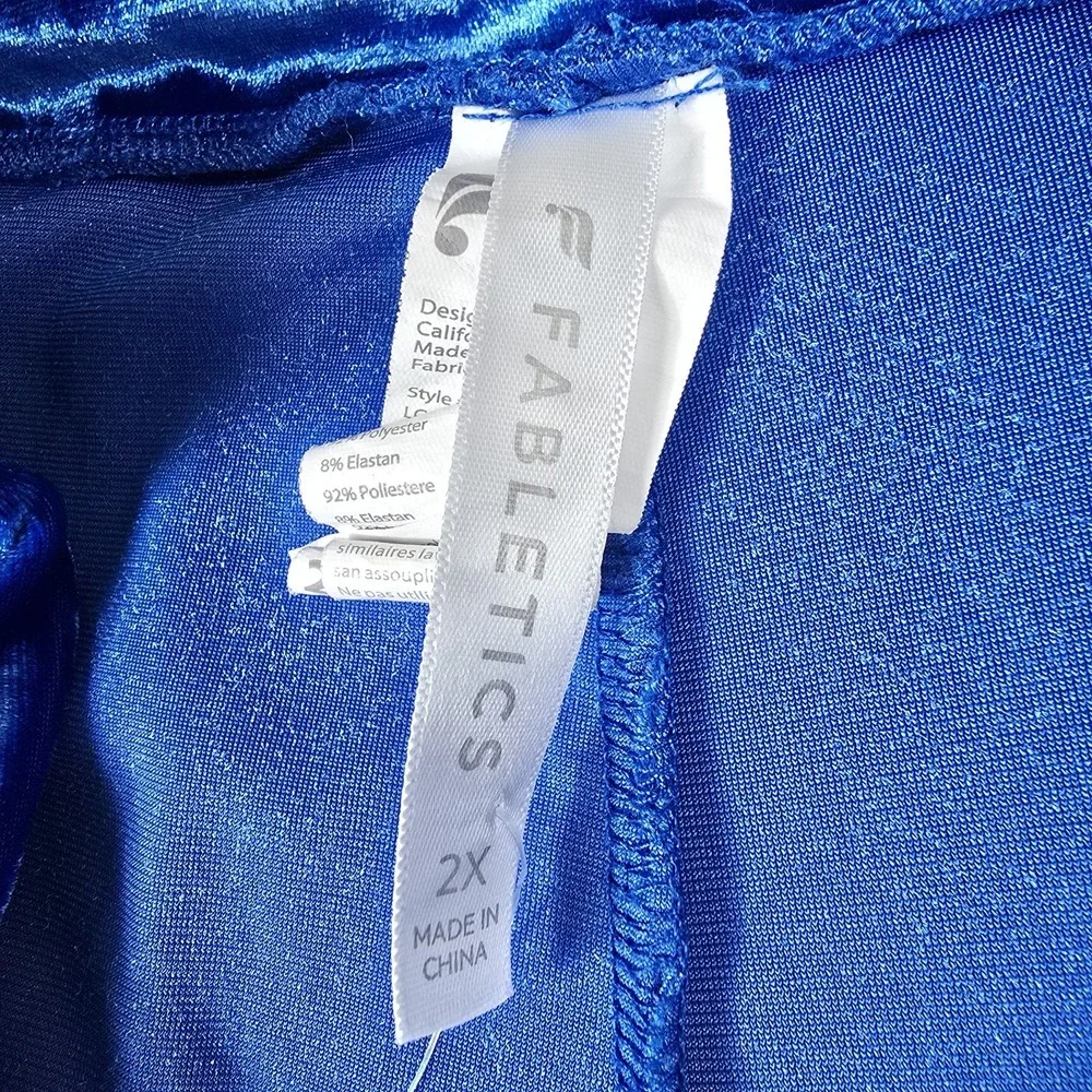 Fabletics‎ Crushed Velour Blue Cross Women's Size 2X Leggings